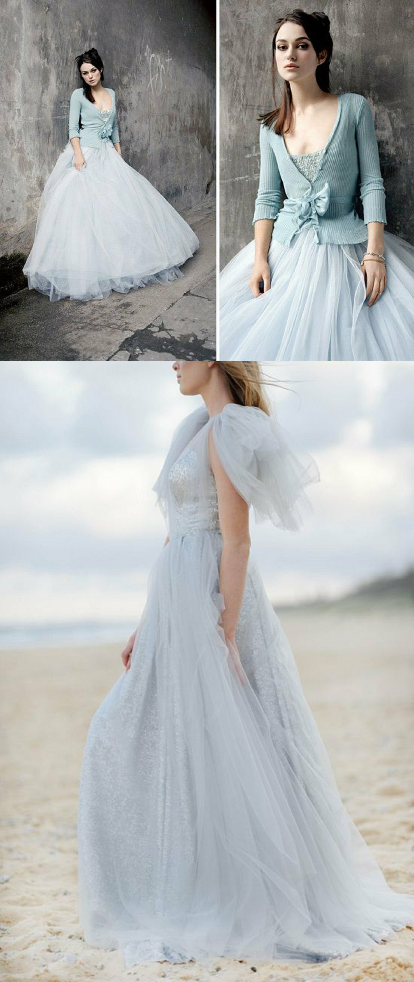 blue coloured wedding dress